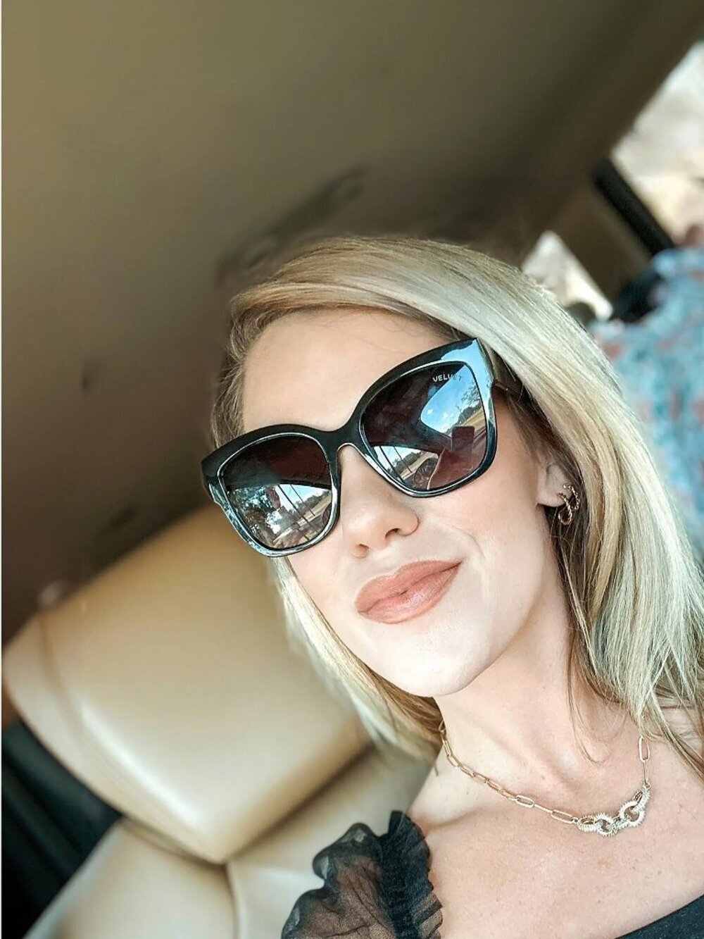 Velvet Eyewear Jane Sunglasses Black Oversized Cat Eye - Picture 8 of 10